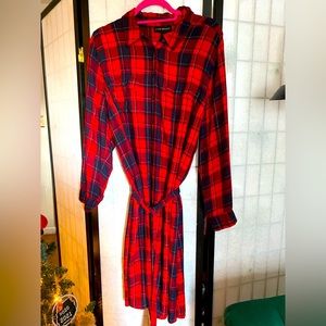 Lane Bryant Red and Black Plaid Midi Dress